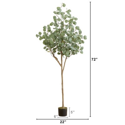 6-Foot Artificial Eucalyptus Tree in Black Plastic Pot