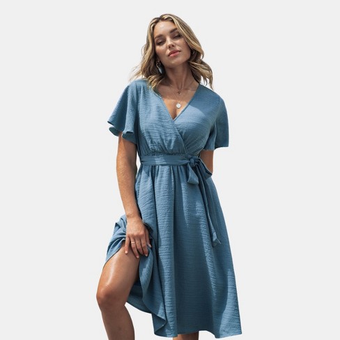 Belted flare clearance dress