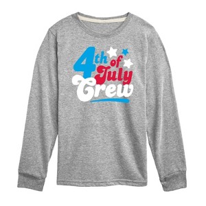 Boys' - Instant Message - Fourth Of July Crew Retro Script Long Sleeve Graphic T-Shirt - 1 of 4