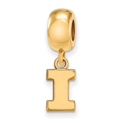 Black Bow Jewelry 14k Yellow Gold Plated Sterling Silver Illinois Fighting Illini NCAA Bead Charm