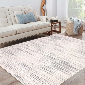 Washable Non-Slip Area Rug, Geometric Stain-Resistant Carpet for Living Room, Bedroom, Dining Room, Office, Blue, 8'x10' - 1 of 4
