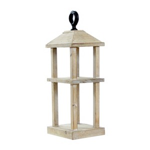 VIP Wood 15 in. Brown Square Frame Lantern with Hook - 1 of 2