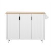 YOOCOZZ 51.3" Farmhouse Rolling Kitchen Island with Drop Leaf, Large Storage Space and Waveform Fluted Design - 2 of 4