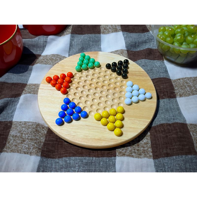 WE Games Solid Wood Chinese Checkers Set with Glass Marbles - 11.5 Inch, 2 of 9