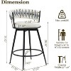 DYHOME 28 inch Bar Stools Set of 3, Modern Counter Height Bar Stools, 360° Swivel Suede Fabric Stool Chairs with Woven Back and Footrest - 2 of 4