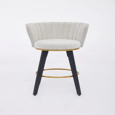 20'' Beige Counter Height Bar Stools Set of 2, 360° Swivel Upholstered Barstools