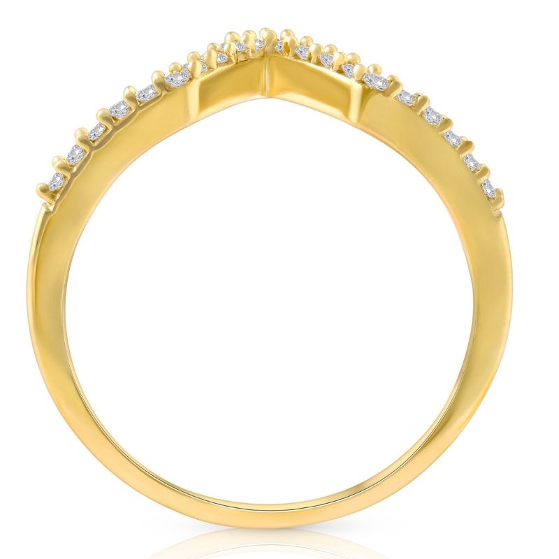 Pompeii3 Diamond Curved V Shape Wedding Ring Women's Stackable Wedding Band Yellow Gold, 3 of 5