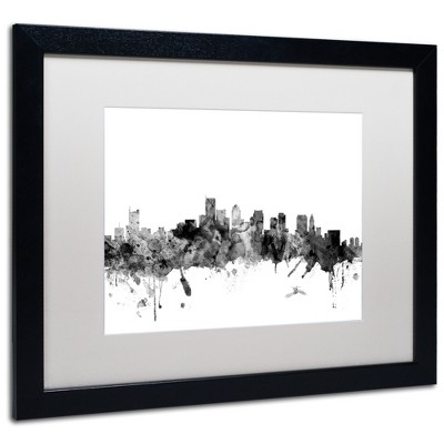 Trademark Fine Art -Michael Tompsett 'Boston MA Skyline B&W' Matted Framed Art