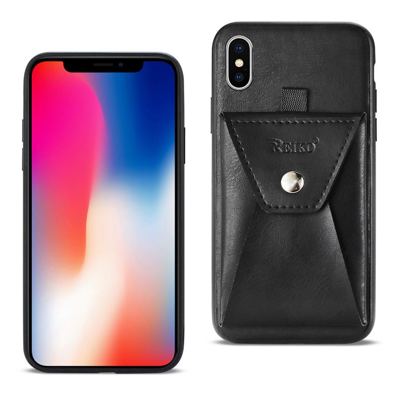 Reiko iPhone X/iPhone XS Durable Leather Protective Case with Back Pocket in Black, 1 of 5