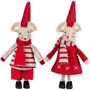 Northlight Standing Mice Christmas Decorations - 6" - Set of 2 - 1 of 4