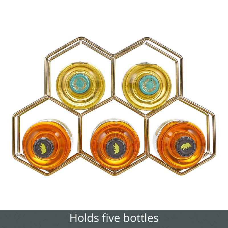 mDesign Honeycomb 5 Bottle Wine Rack for Kitchen Counter or Fridge, 4 of 6