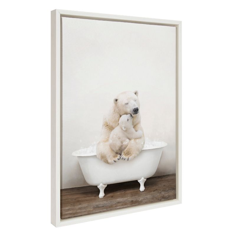 18&#34; x 24&#34; Sylvie Mother Baby Polar Bear Tub Framed Canvas by Amy Peterson White - Kate &#38; Laurel All Things Decor, 1 of 8