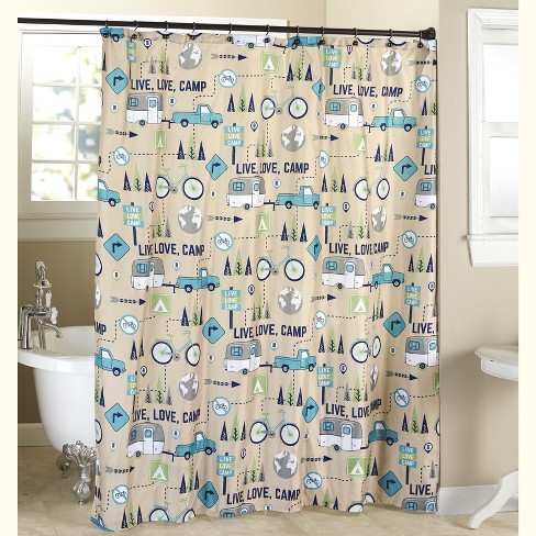 Love Camp Bathroom Shower Curtain, Portable Shower Curtain