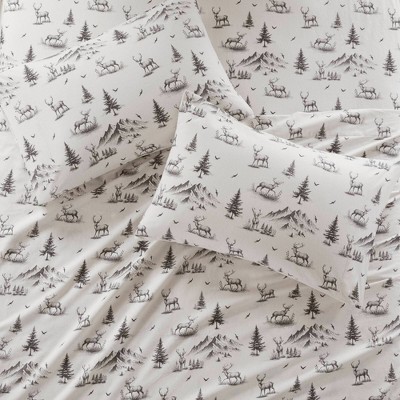 Gray Forest Cotton Flannel Queen Sheet Set
