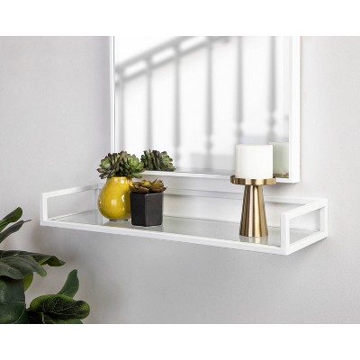 Elegant White and Glass 24" Wall Shelf for Modern Decor