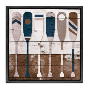 Stupell Industries Rustic Ocean Paddle Ores Floating Frame Canvas Art, Black, 25" x 25" - 1 of 4