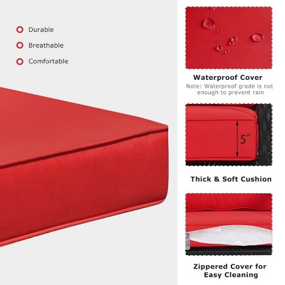 Red Wicker and Metal Outdoor Rocking Chair with Cushions