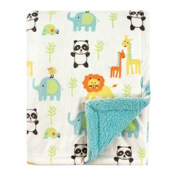 Luvable Friends Baby Plush Blanket with Faux Shearling Back, Neutral Animals, One Size