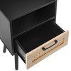 FURNIinspire Nightstands Modern Side Table End Table, Small Decorative Storage Cabinet With  Rattan Drawer, Wood Legs, Black, 11.81"*15.75"*22.05" - 2 of 4