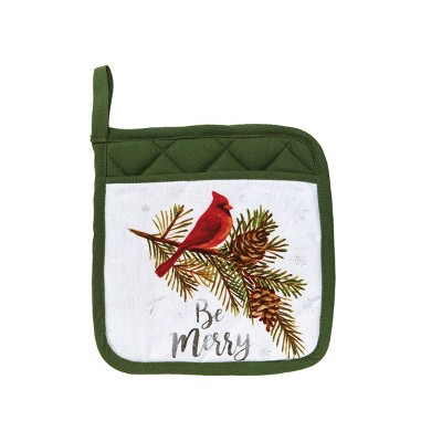 C&F Home Be Merry Cardinal Potholder Set of 4