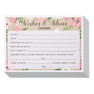 Best Paper Greetings 50 Pack Wedding Advice Cards for Bride, Bridal Shower Games, 5x7 in - 1 of 4