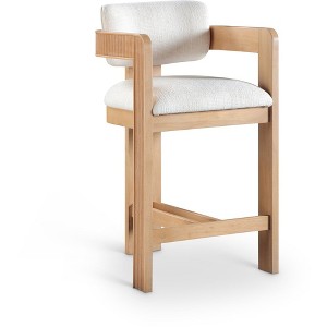 Meridian Furniture,Sacha Linen Textured Fabric Stool - 1 of 4