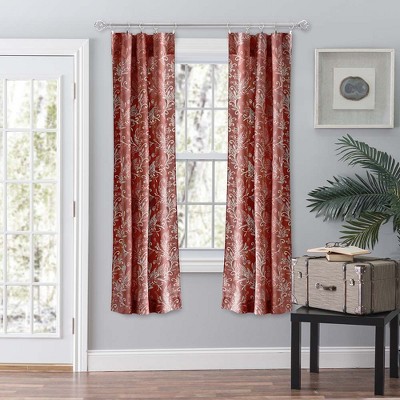 Ellis Curtain Lexington Leaf Pattern On Colored Ground Curtain Pair ...