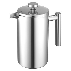 VEVOR French Press Coffee Maker, 34 Ounce 1 Liter Stainless Steel Coffee Press Tea Maker with Filter, Silver - 1 of 4