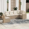 vidaXL 6 Piece Patio Sofa Set with Cushions Beige and Cream Poly Rattan - Without Table - 2 of 4