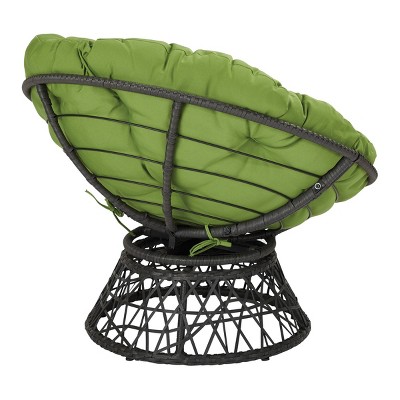 Green Swivel Papasan Chair with Metal Frame
