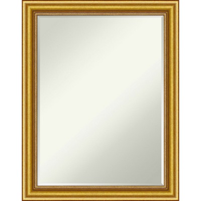 Amanti Art Townhouse Gold Petite Bevel Wood Bathroom Wall Mirror 27.5 x 21.5 in.