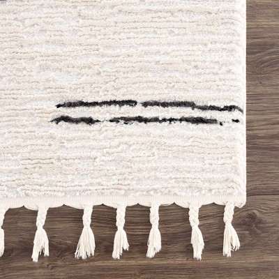 Riad Beige and Black High Pile Rectangular Area Rug