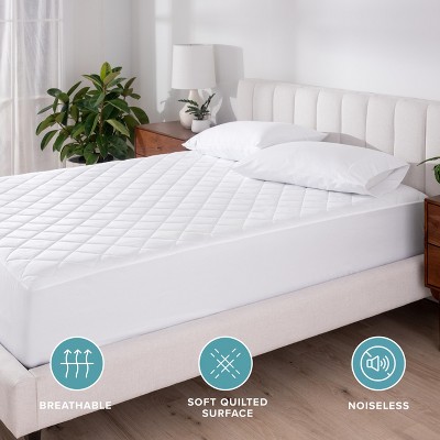 Twin White Waterproof Quilted Down Alternative Mattress Pad