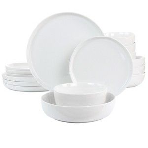 Gibson Home White Deco 16 Piece Fine Ceramic Dinnerware Set in White - 1 of 4