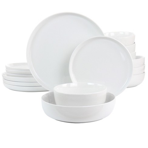 Gibson Home White Deco 16 Piece Fine Ceramic Dinnerware Set In