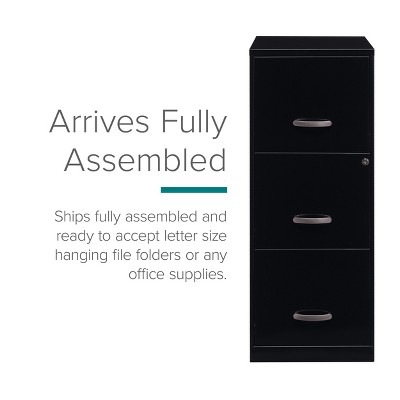 Black Vertical 3-Drawer Lockable Steel File Cabinet