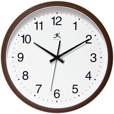 14" Wall Clock with Walnut Finish Brown - Infinity Instruments