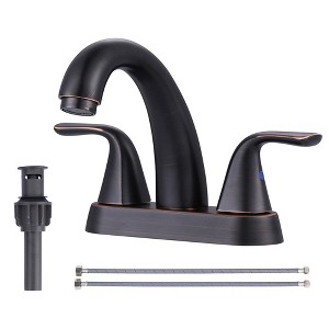 WOWOW 4 in. Centerset Double Handle Mid Arc Bathroom Faucet - 1 of 4
