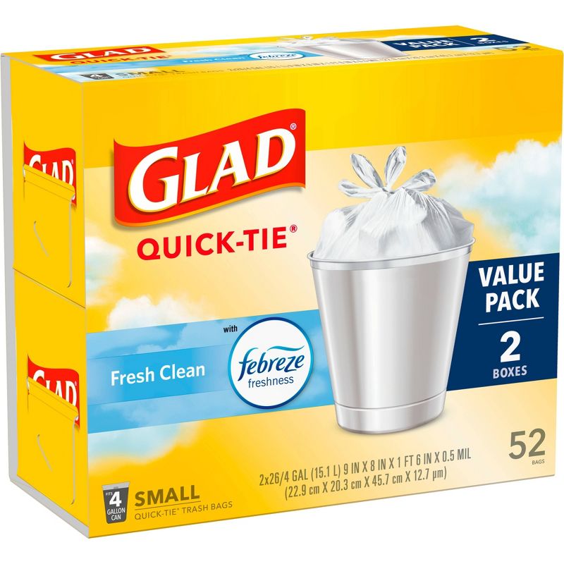 Glad Small Trash Bags + OdorShield White Trash Bags - 4 Gallon - 52ct, 6 of 14