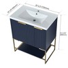 ChicFurnit Bathroom Vanities 30 Inch Freestanding Vanity with Resin Basin and Storage Shelf for Bathroom, Navy Blue, 29.5"*18.1"*35" - 3 of 4