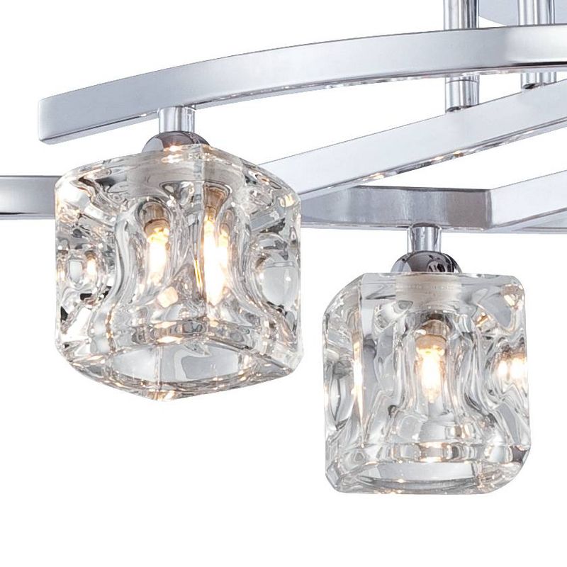 Possini Euro Design Modern Ceiling Light Semi Flush Mount Fixture 30 1/2" Wide Chrome 6-Light Clear Glass Crystal Cube Shades for Bedroom Kitchen, 3 of 10