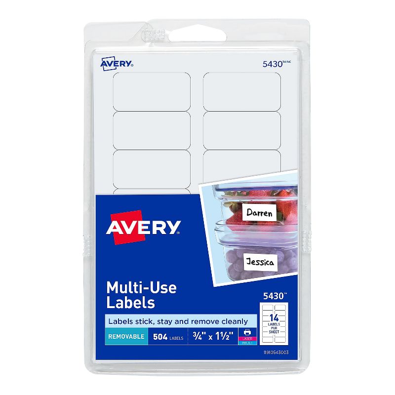 Avery Laser/Inkjet Multipurpose Labels 3/4" x 1 1/2" White 166207, 1 of 3