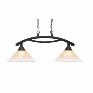 Toltec Lighting Bow 2 - Light Island Pendant Light in  Black Copper with 12" Amber Crystal Shade - 1 of 1