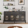 Whizmax Buffet Cabinet with Storage, 62" Large Sideboard, Wooden Cabinet With 3 Drawers and 4 Fluted Glass Doors, Coffee Bar Table for Kitchen - 3 of 4