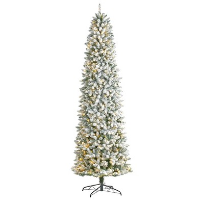 Nearly Natural 9-ft Slim Flocked Montreal Fir Artificial Christmas Tree
