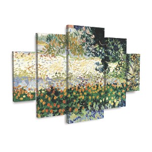 Trademark Fine Art -Vincent Van Gogh 'Garden in Bloom' Multi Panel Art Set Large Diamond - 1 of 3