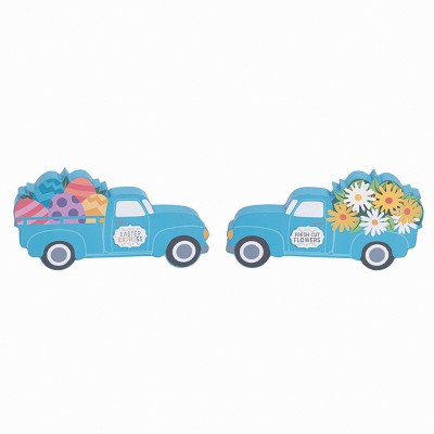 Transpac Wood 7.25 in. Multicolor Easter Dimensional Easter and Flower Truck Decor