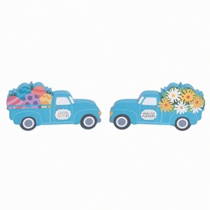 Transpac Wood 7.25 in. Multicolor Easter Dimensional Easter and Flower Truck Decor - 1 of 2