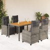 vidaXL Patio Dining Set with Cushions Outdoor Garden Furniture Poly Rattan - Gray 59.1" Table Length 4 Piece - 2 of 4