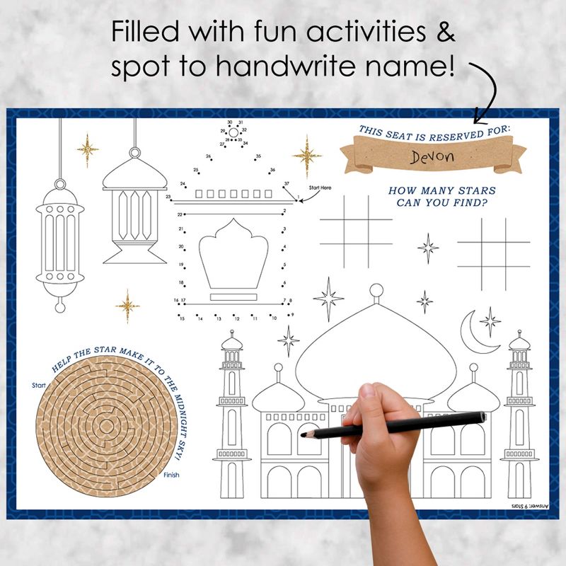 Big Dot of Happiness Eid Mubarak - Paper Ramadan Party Coloring Sheets - Happy Eid Activity Placemats - Set of 16, 2 of 8